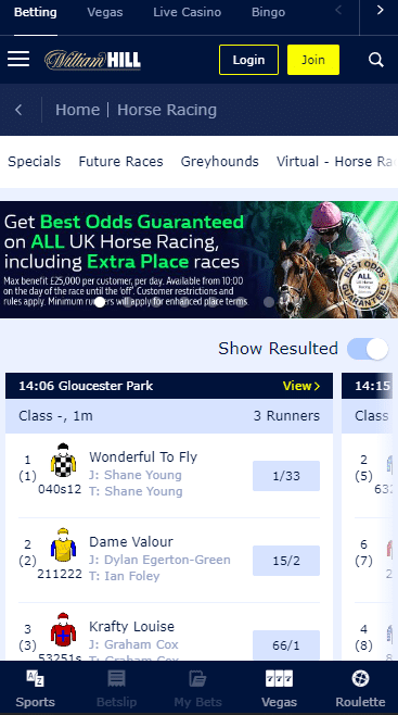 William Hill Horse Race Betting