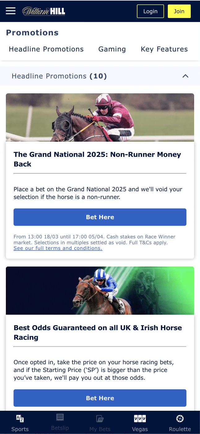 William Hill Existing Customer Betting Offers