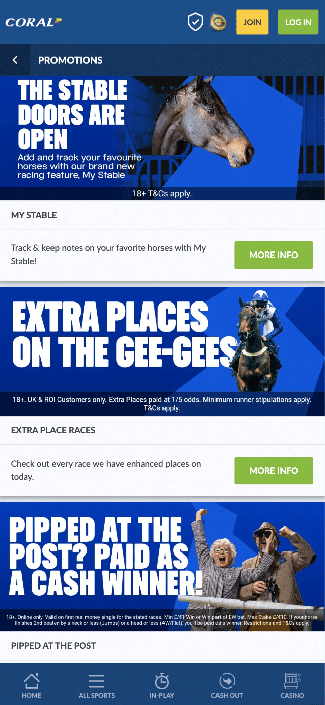 Coral Existing Customer Betting Offers